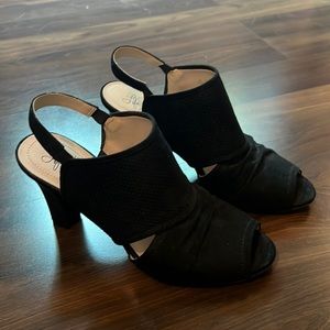 Black peep toe booties